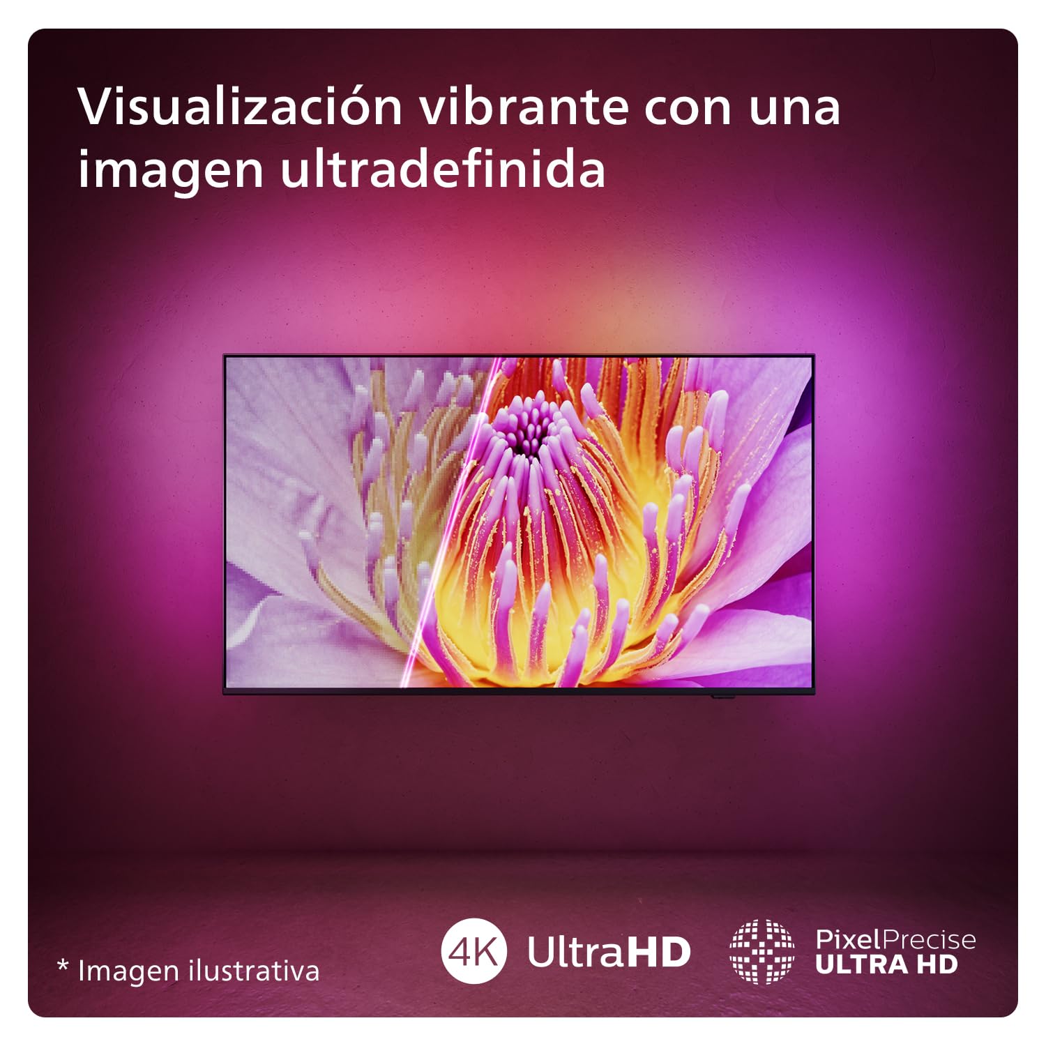 Philips Ambilight 65PUS8109 Smart TV 4K LED - Pantalla de 65 Pulgadas con Plataforma Titan OS, Pixel Precise Ultra HD y Sonido Dolby Atmos, Funciona con Alexa y Asistente de Google - Cromo Satinado