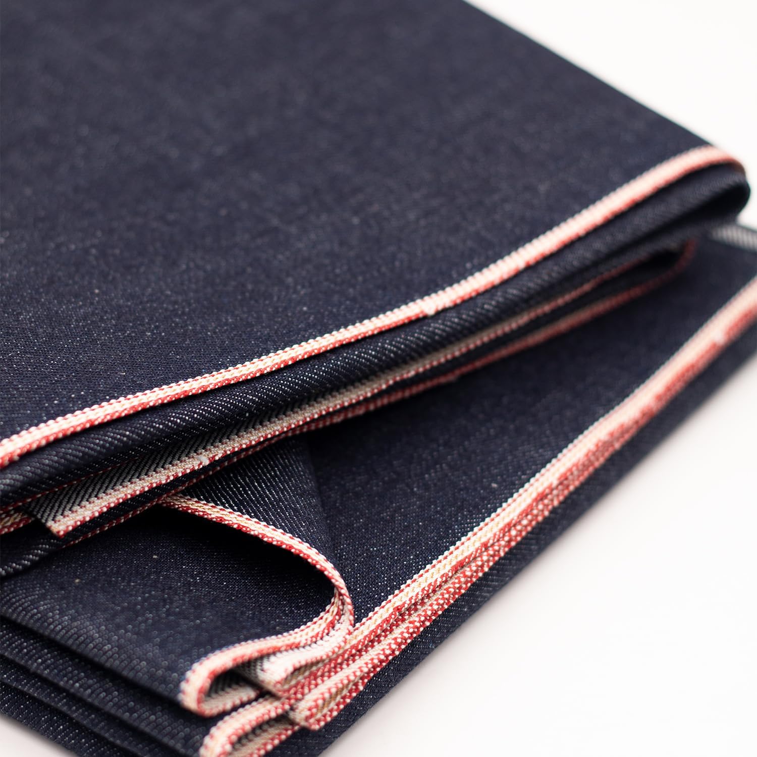 18oz Heavyweight Selvedge Denim Fabric, 7-Cycle Pure Indigo Dyed, 100% Cotton, 35" Narrow Width, Sanforized Slubby Texture for Raw Denim Crafts (Cut by the Yard)