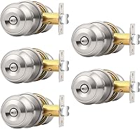 Vista 72 de Probrico Pomos de puerta negro mate, manijas de puerta con cerradura y perilla, pomos de interior sin llave para baño y dormitorio, paquete de 2