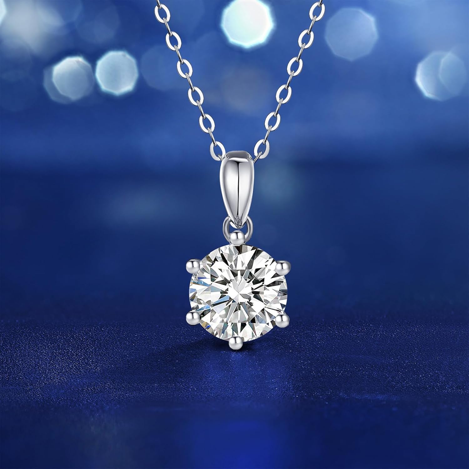 D Color Moissanite Solitaire Tennis Pendant Necklaces for Women,Sterling Silver with 18K White Gold Plated,Clarity Mossanite Jewelry for Women - Image 4