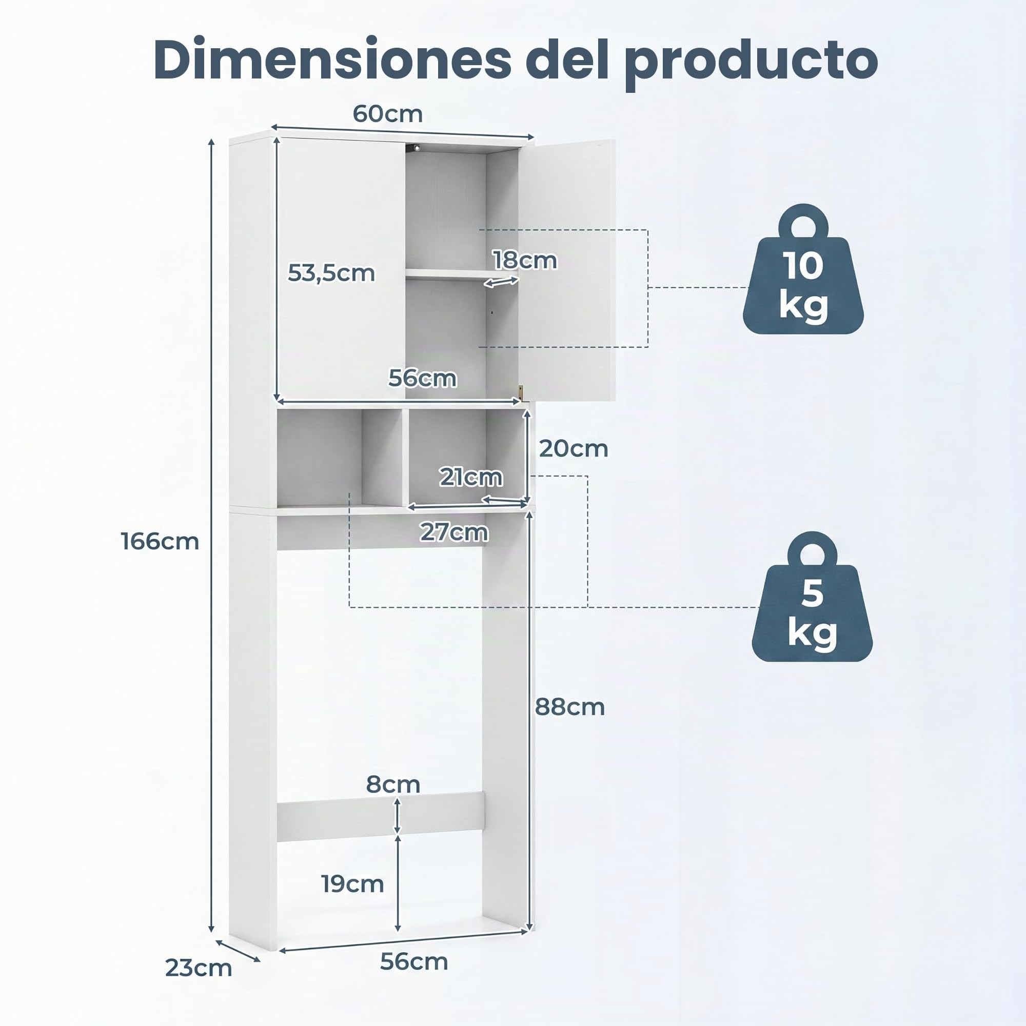 LIFEZEAL Estante sobre Inodoro con Dos Compartimentos Abiertos