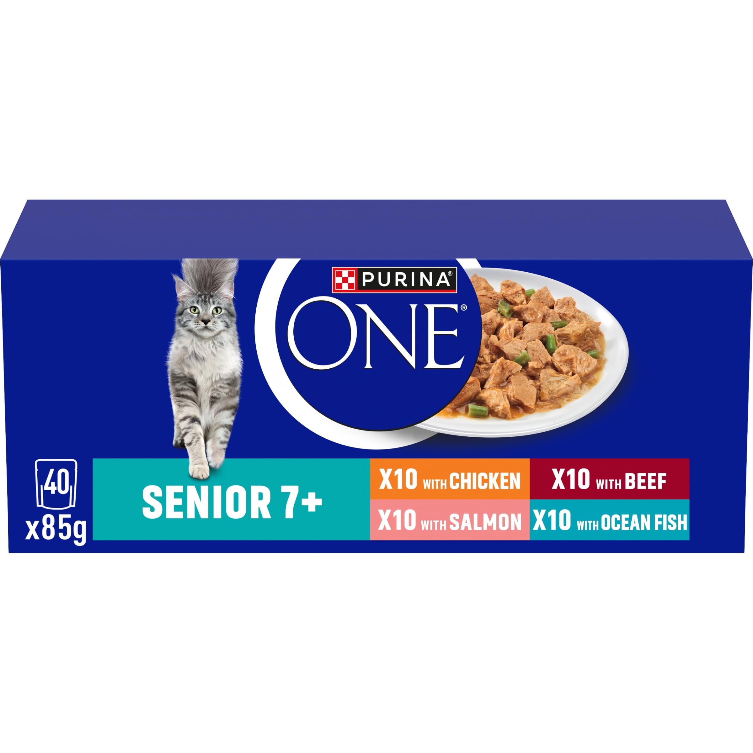 Purina One Senior Mixed Selection In Gravy Wet Cat Food - X 85G Green Size 40