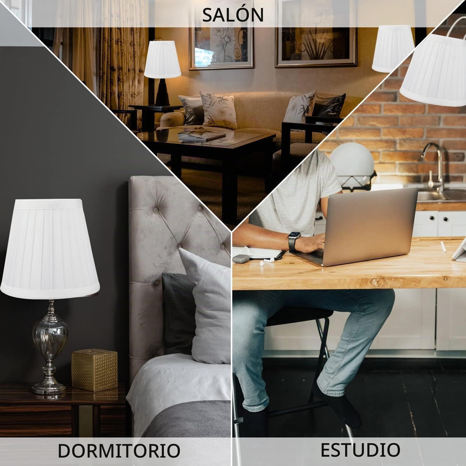 Juego de 6 pantallas de lámpara pequeñas, pantallas de lámpara de araña Clip on Lamp Shade para lámparas de mesa Chandeliers Wall Floor Lamp Replacement