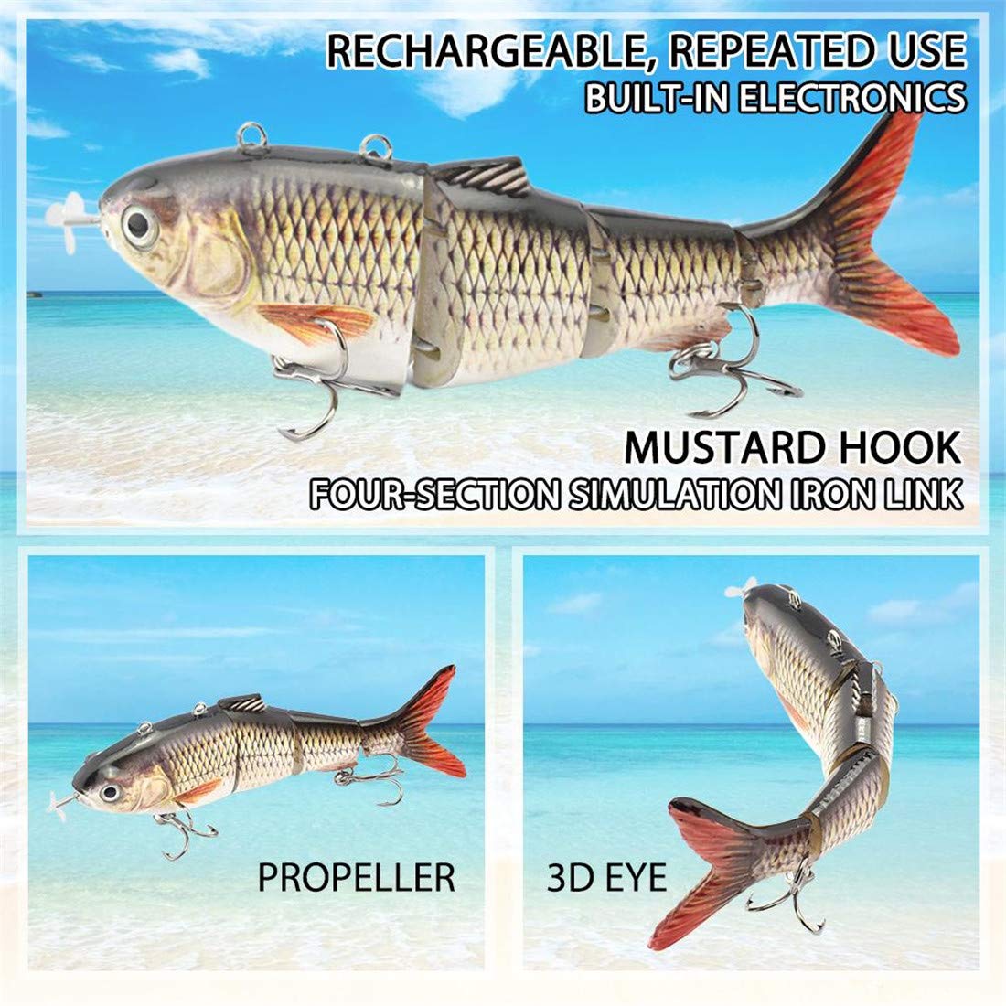 Robotique Piscine Pêche électrique Leurres Multi Jointed Swimbaits LED 13cm 42g