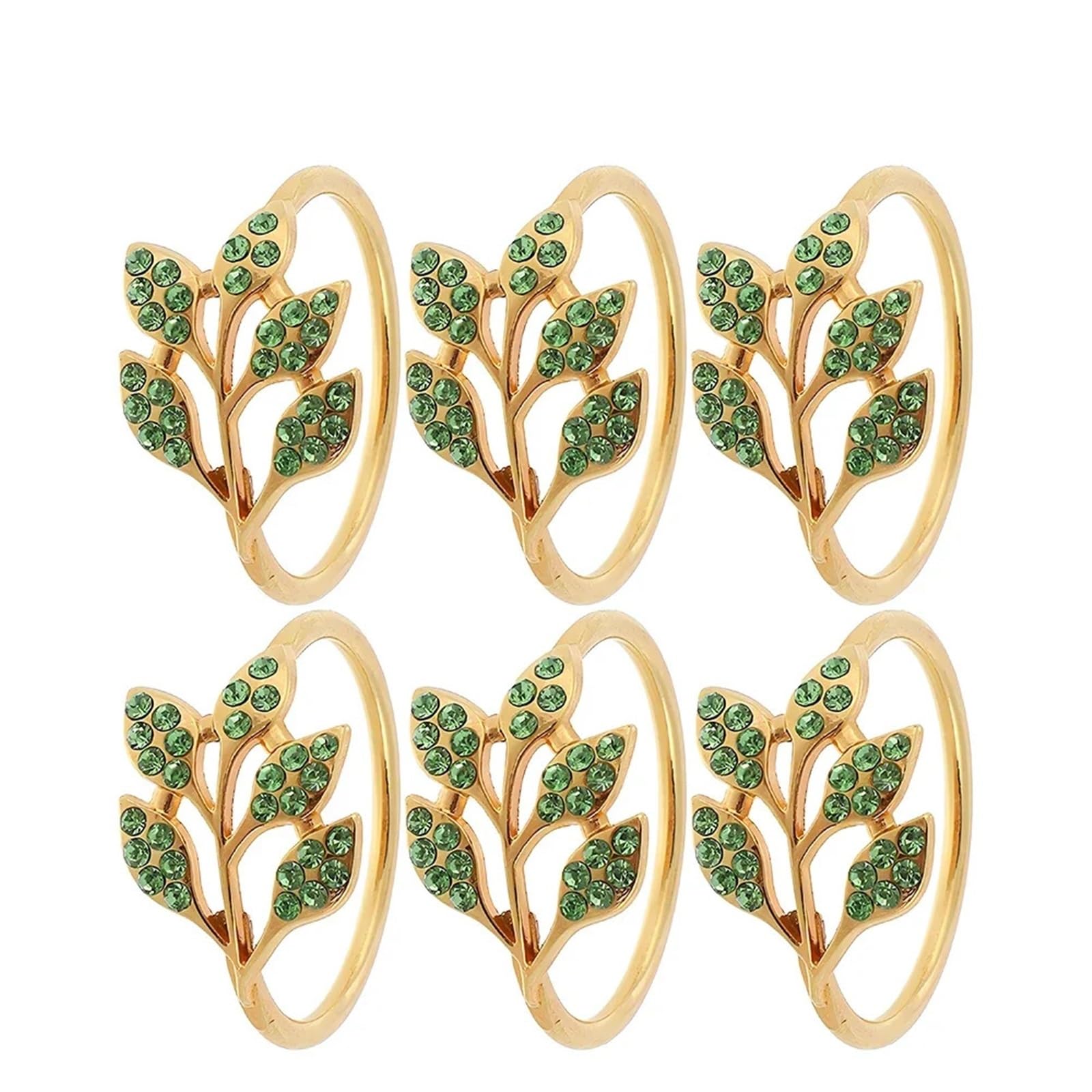Table Decor Napkin Rings, Napkin Rings 48PC Metal Point Diamond Green Leaves Hotel Table Banquet Decoration