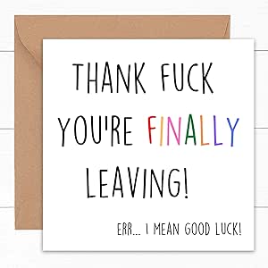 Funny Leaving Cards For Work Colleagues | Rude New Job Cards