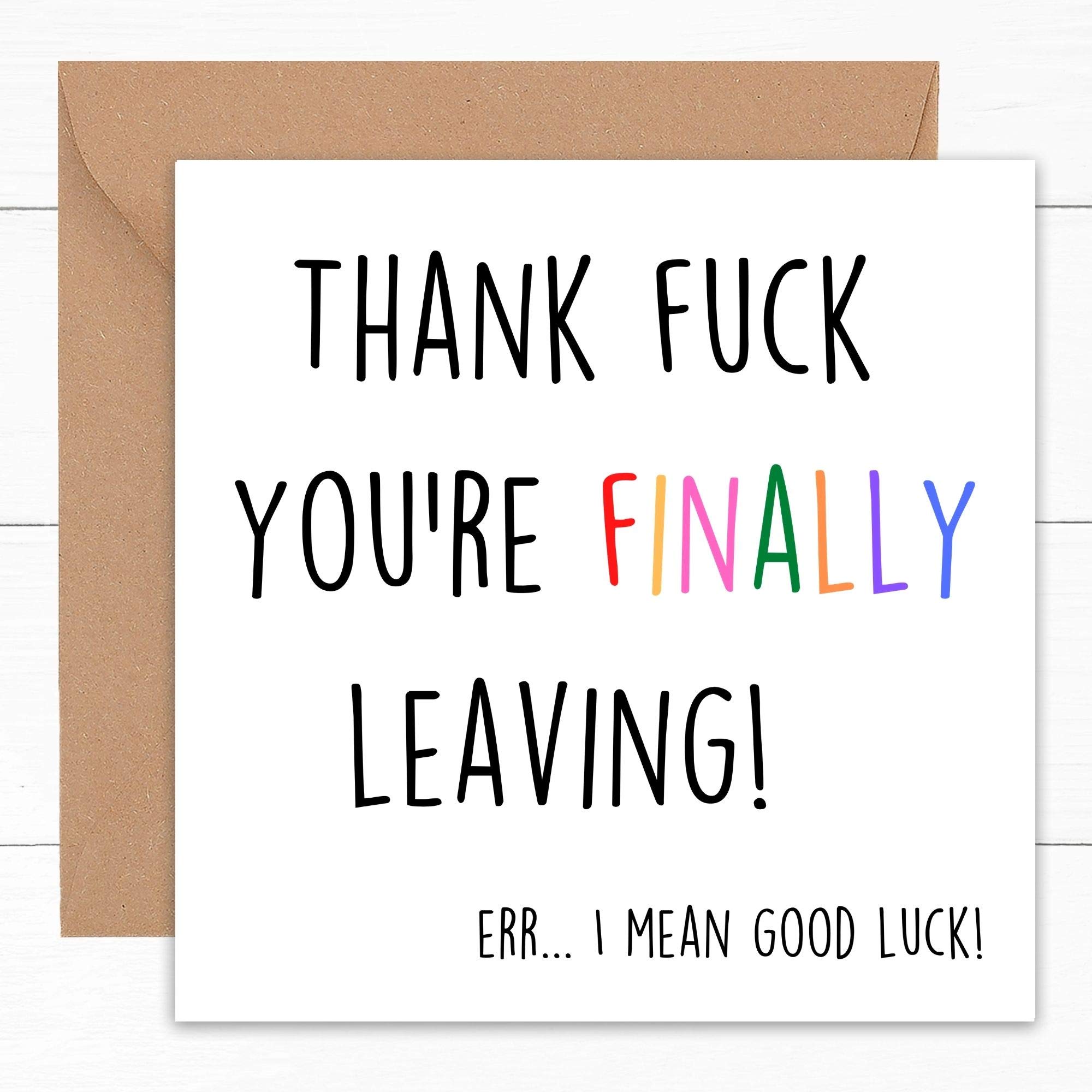 Buy Rude Funny Leaving Card Cards for New Job Farewell Coworker