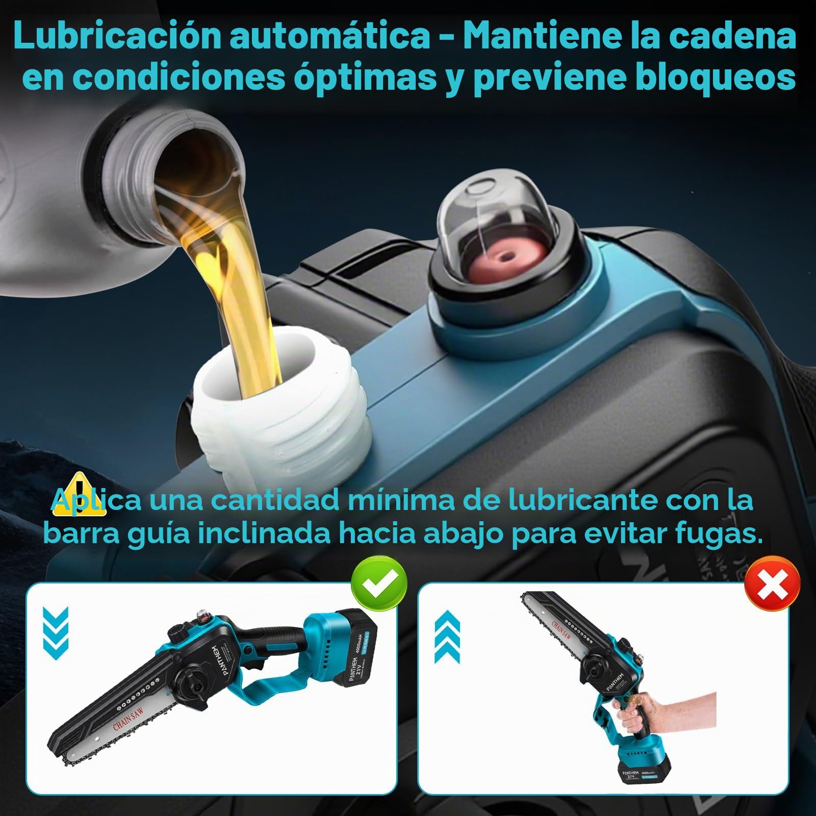 Percha podadora telescópica compatible con Makita 18V (sin batería) | Eléctrico de 6 pulgadas mini motosierra inalámbrica cabeza giratoria 90°, engrasador automático ligero y manejable