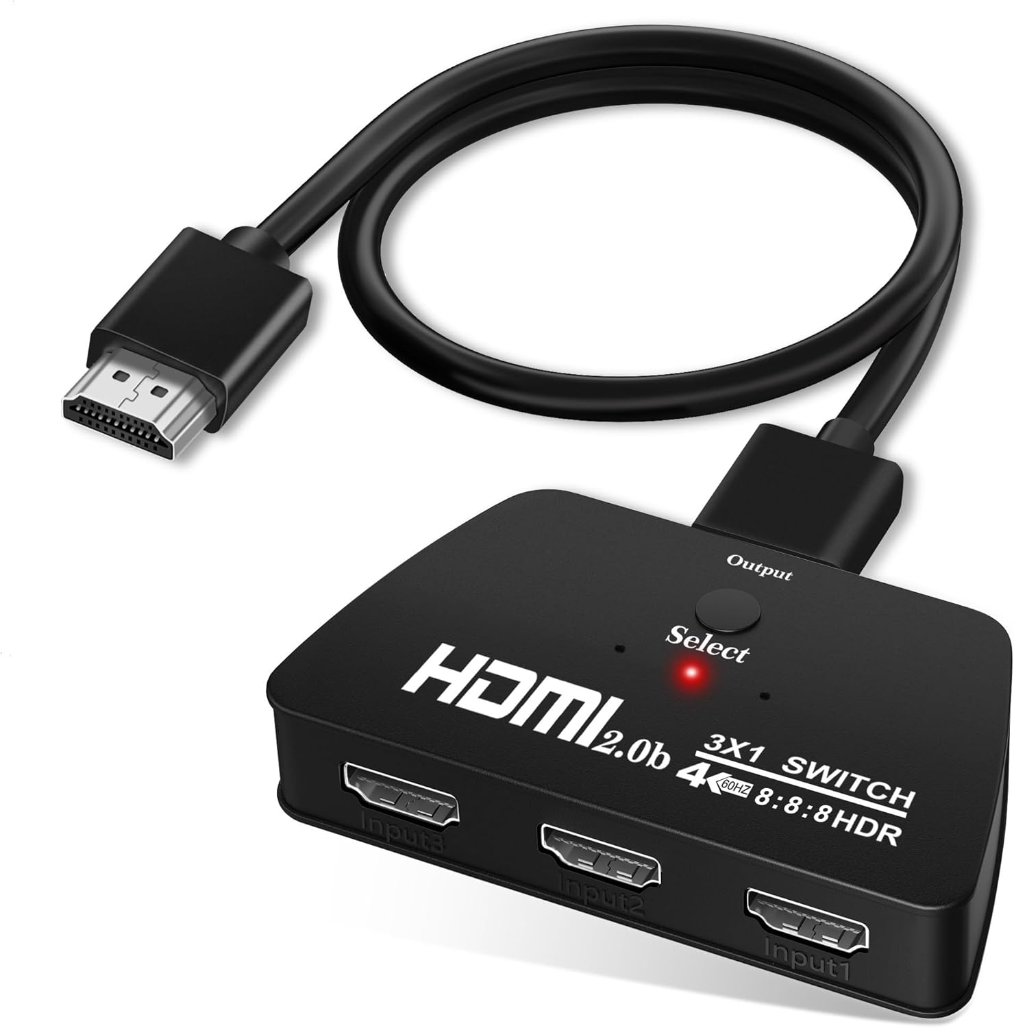 HDMI Switch 4K@60Hz, NEWCARE HDMI Switch 3 in 1 Out with 3.9FT HDMI Cable, 3-Port HDMI Switcher Selector, Supports 4K, 3D, HDCP2.2, HDMI2.0, HDR, for Fire Stick 4K, HDTV, PS4/5, Game Consoles, PC