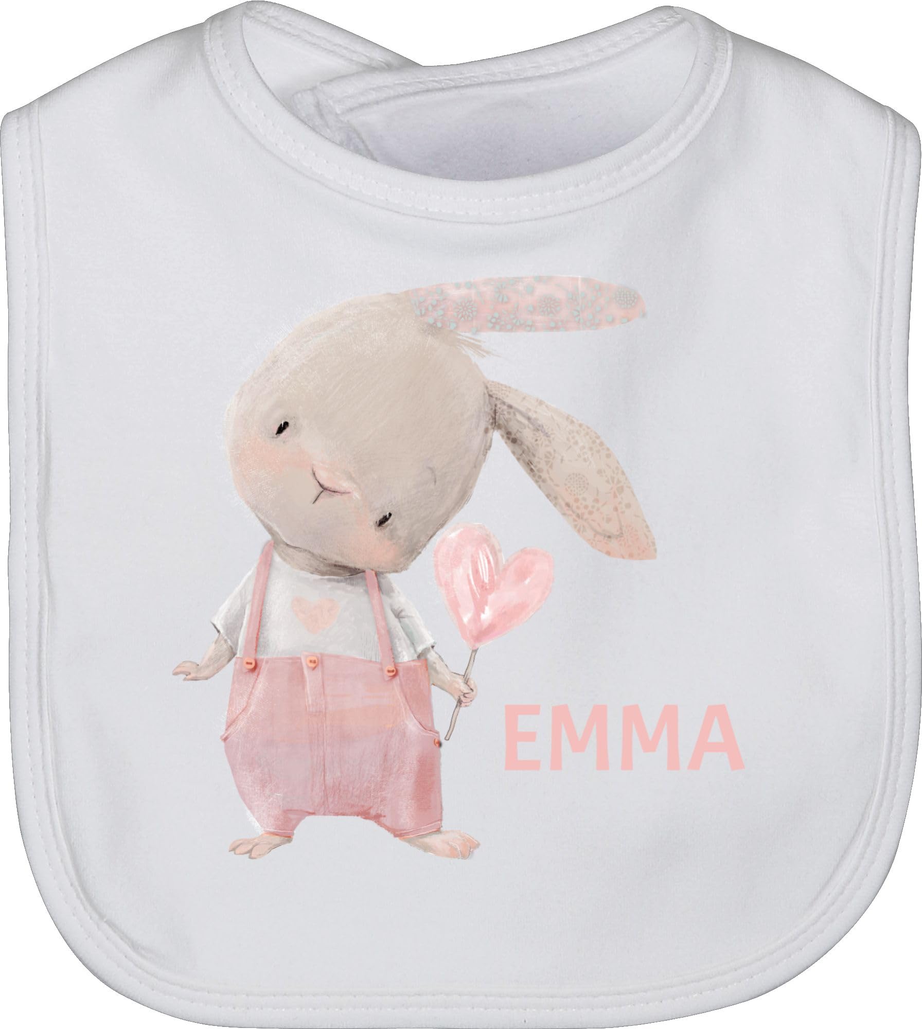 Baby Lätzchen - Süßer Hase Mädchen mit Name personalisiert I Häschen I Rabbit I Langohr I Süße Hasen - Unisize - Weiß - babygeschenke zu ostern babygeschenk personlisiert hasenmotiv emma