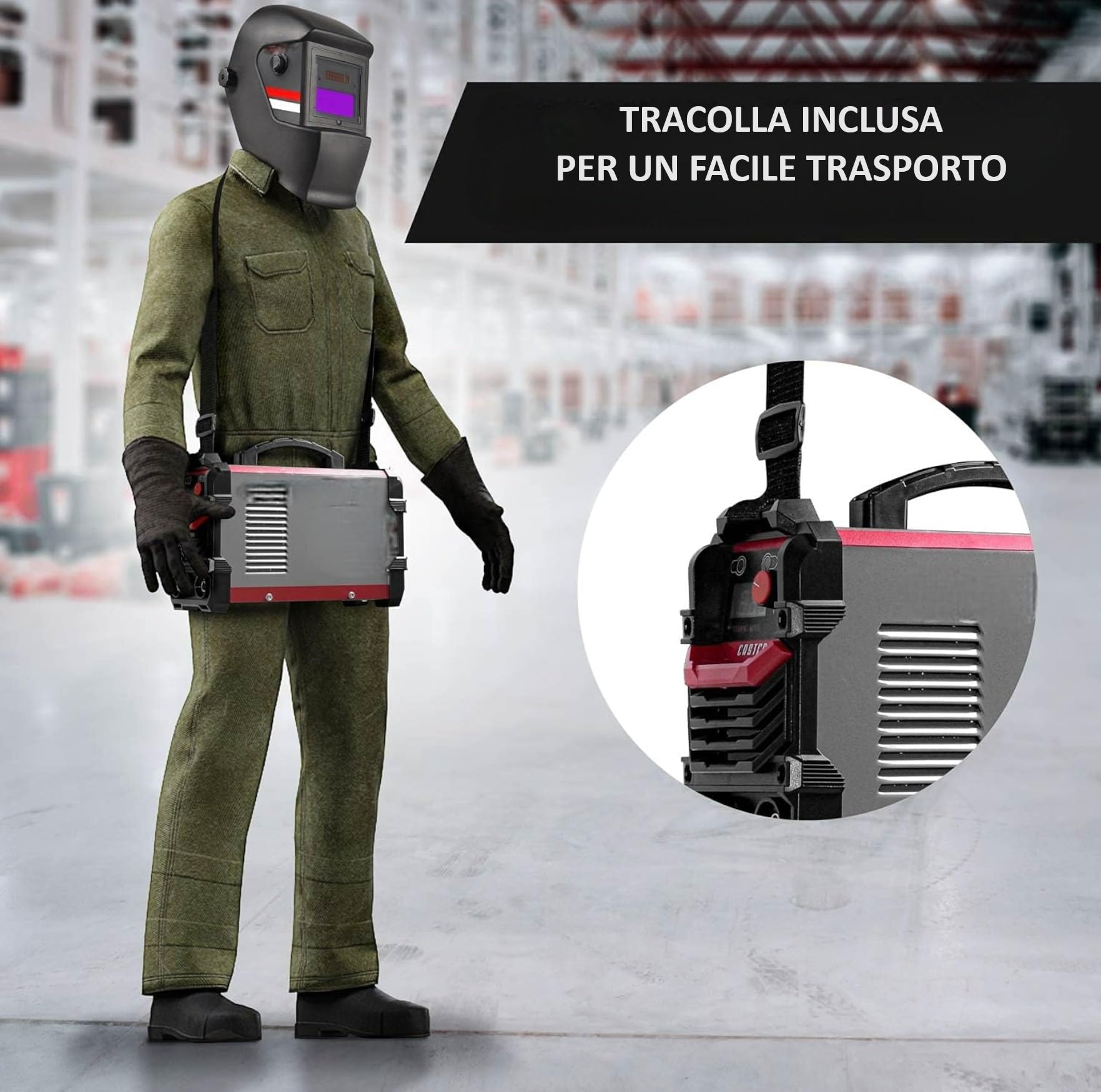 Saldatrice inverter ad Elettrodo 500 Ampere Con Ventilazione Saldatura ad Arco Display LCD Digitale Saldatrice Elettrica Portatile con Cavi e Maschera per Fabbro