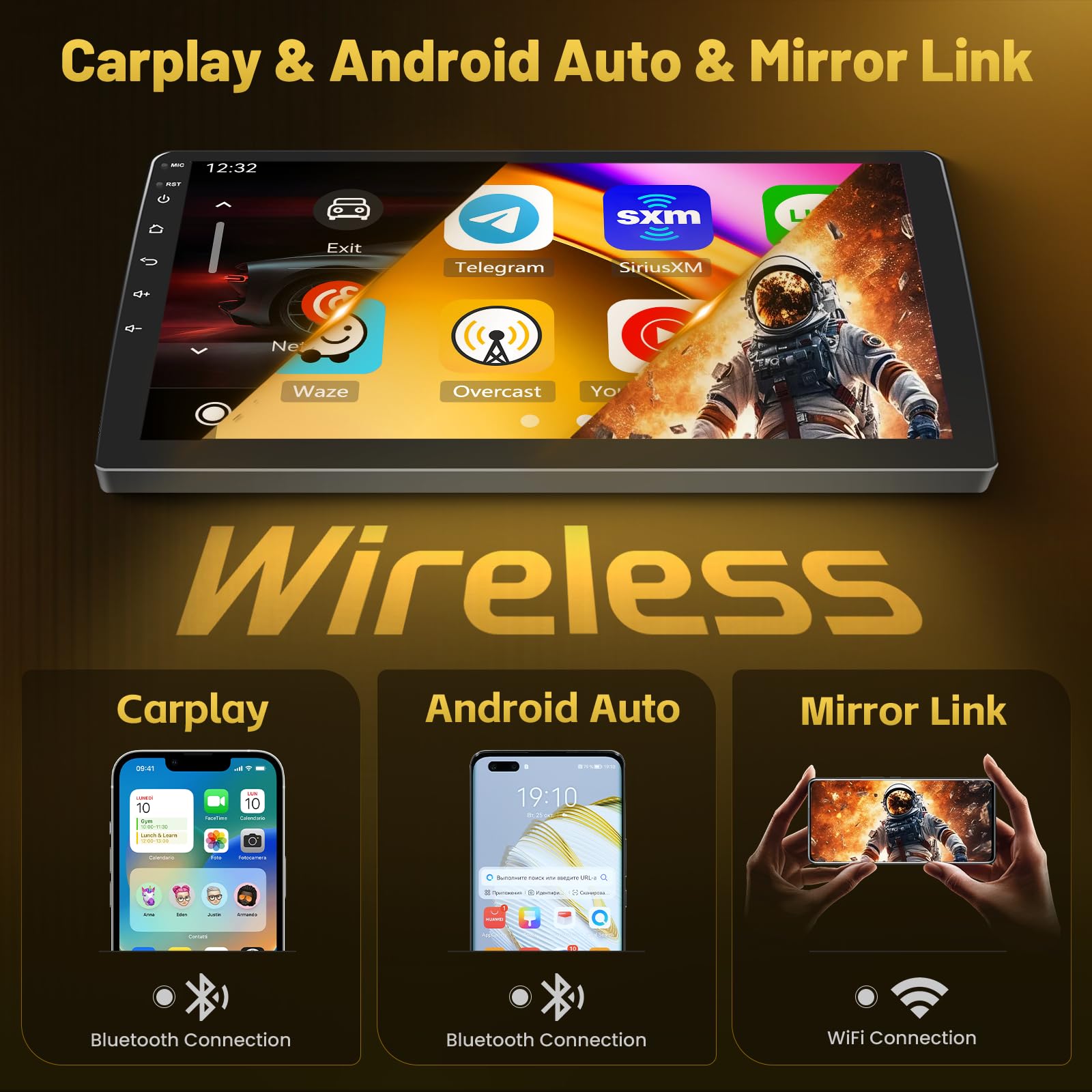 Roinvou 4+64G Autoradio Android 15 für Toyota AURIS 2006-2011 Wireless Carplay Android Auto, Touch Screen Radio 10.1 Zoll Bildschirm WiFi GPS Bluetooth 32EQ FM/RDS SWC Rückfahrkamera