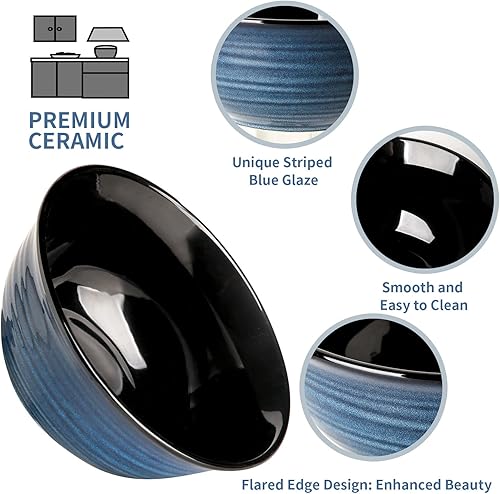 Miniatura 2 de Hasense Tazones de cerámica para mezclar, juego de cuencos grandes para cocina, cuencos anidables para pasta, sopa, palomitas de maíz, ensaladas,