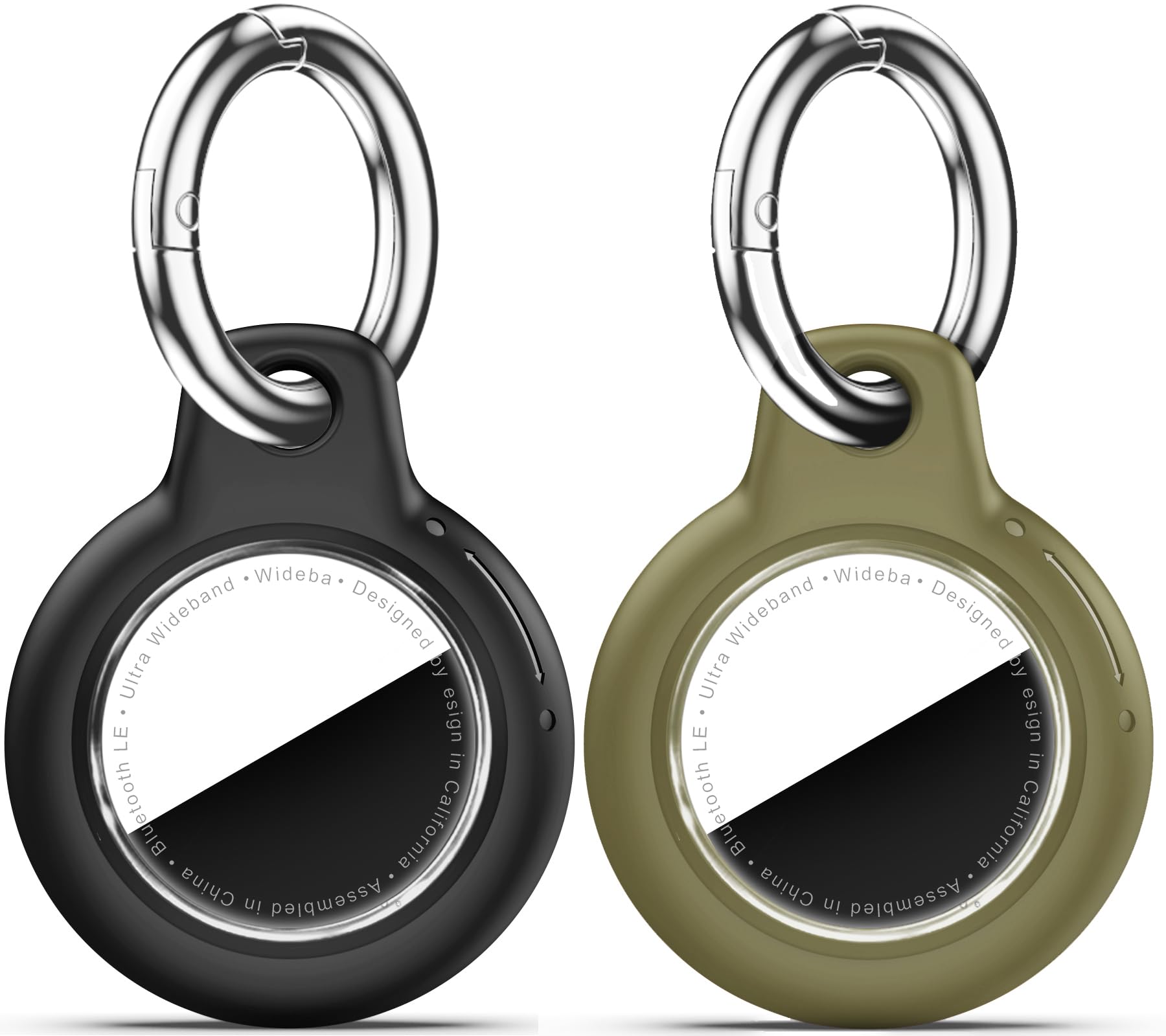 Upgrade Waterproof 2 Pack Airtags Holder with Apple Airtags Keychain, Hard PC Air Tag Case, Anti-Scratch &amp; Shock Air tag Holder, Men's Women's Keyrings &amp; Keychains-Black+Army Green