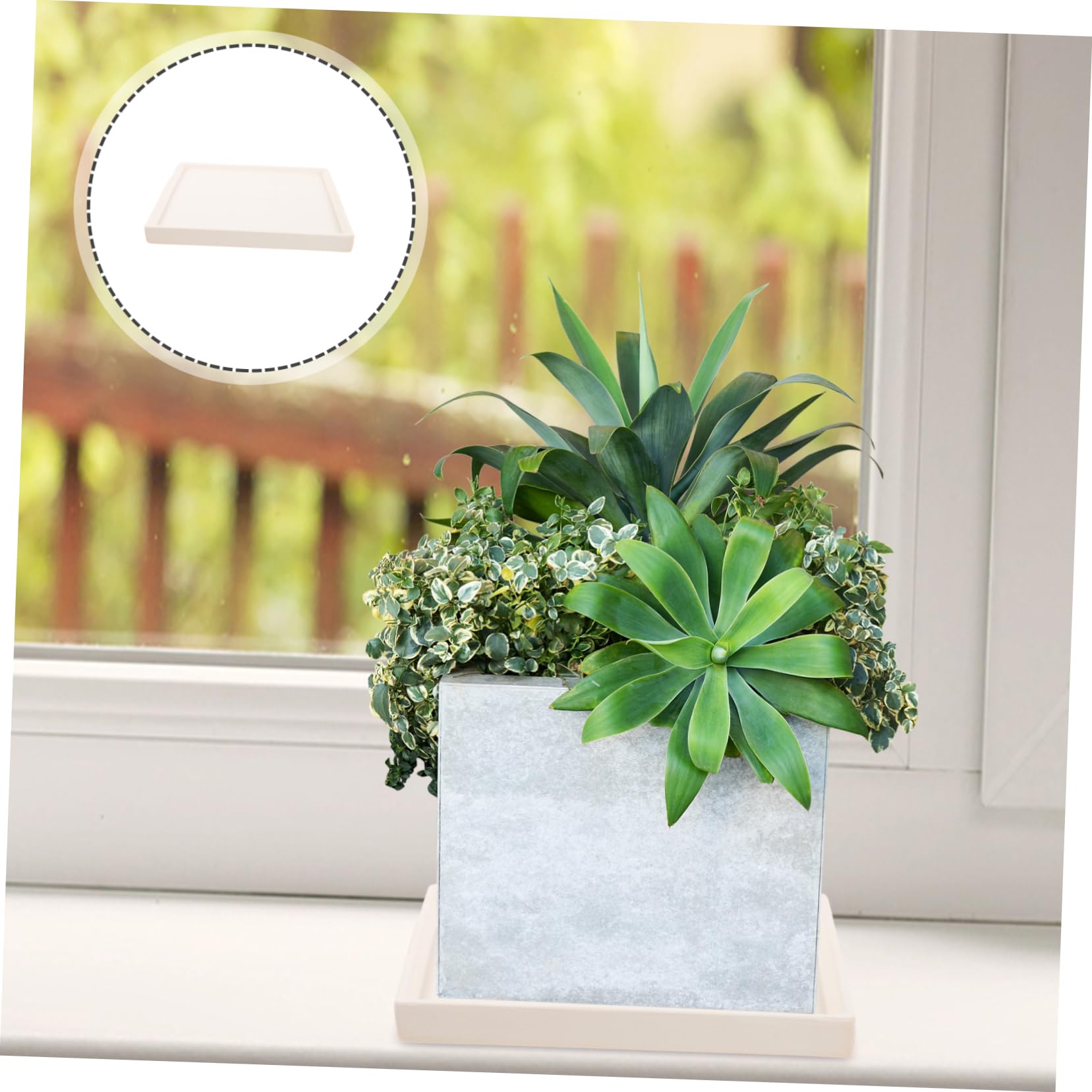 Toyvian Quadratischer Keramik Pflanzuntersetzer Großer Wasserauffangschale für Zimmerpflanzen Blumentopf Abtropfschale Rechteckig Robustes Terrassen Pflanzenzubehör