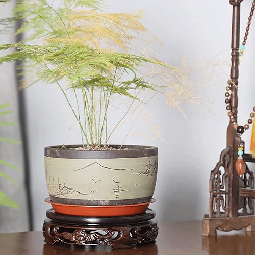 Miniatura 4 de ATAAY Plant Stand, Pedestal Flower Pots Wooden Flower Pot Base, 1.77 Inches High Wood Potted Plant Display Stand, Wooden Stand