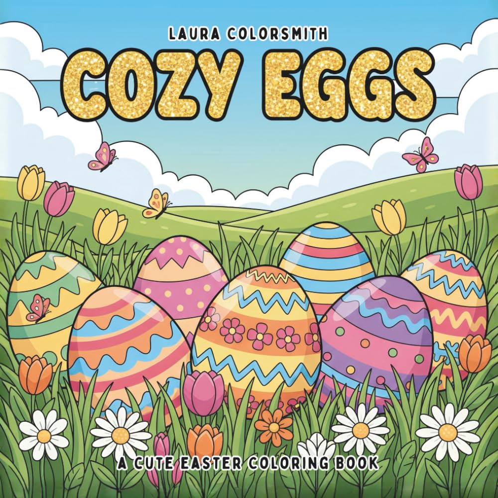 Cozy Eggs - A Cute Easter Coloring Book: Bold & Easy Coloring Book Featuring Cute Hygge-Inspired Easter Designs (Coloring Book for Easter)