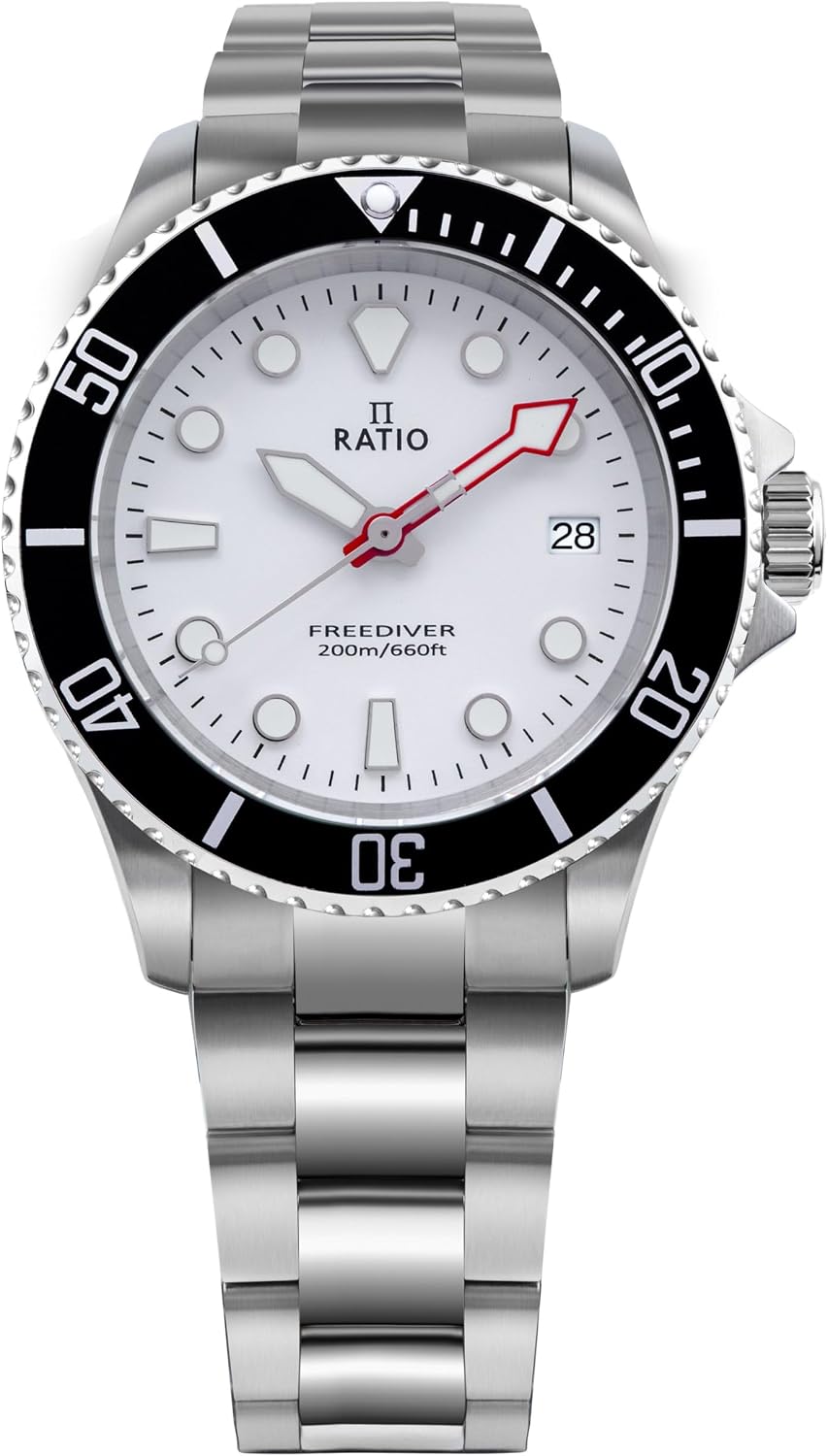 RATIO FreeDiver Sapphire Crystal Diver Watch Japanese Quartz Dive Watch 200m Water Resistant Diving Watch