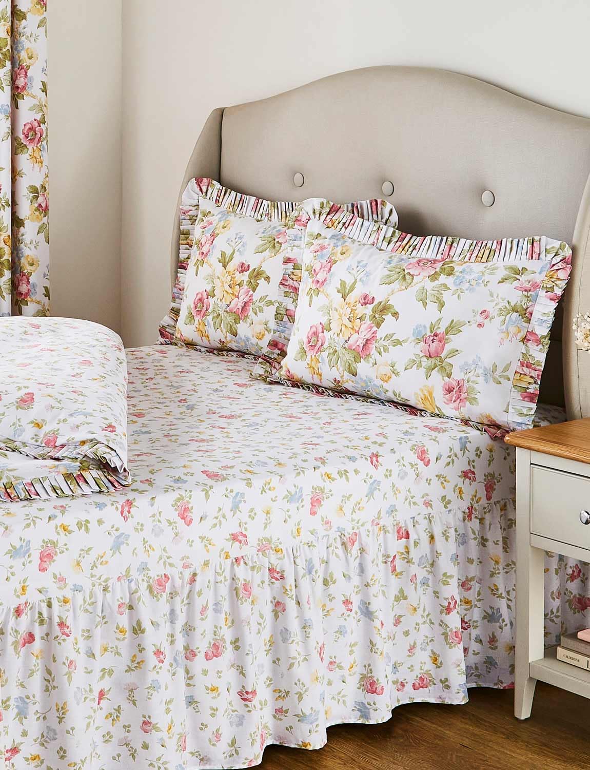 Vantona Elizabeth Valance Sheet, Elegant Bed Skirt with Pleated Drop, Premium Soft & Durable Cotton Blend Multi Double