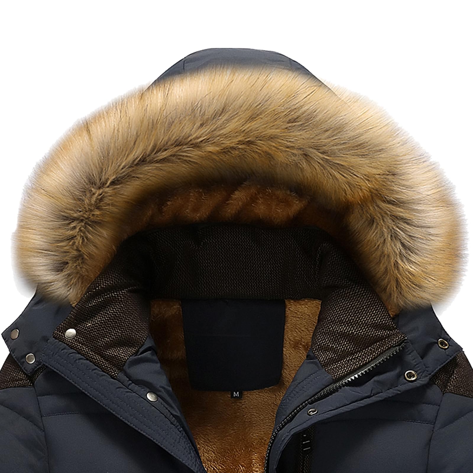 amropi Giubbotto Parka Uomo Giacca Invernale Caldo Cappotto in Pile con Cappuccio in Pelliccia Giacche
