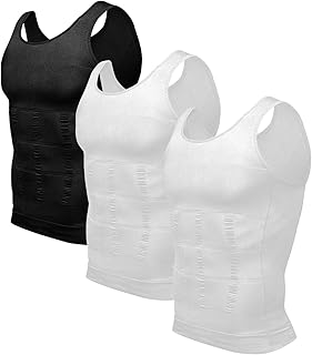 Paquete de 3 camisetas moldeadoras de cuerpo para hombre, capa base, color negro, blanco y blanco, talla XXL, Blanco