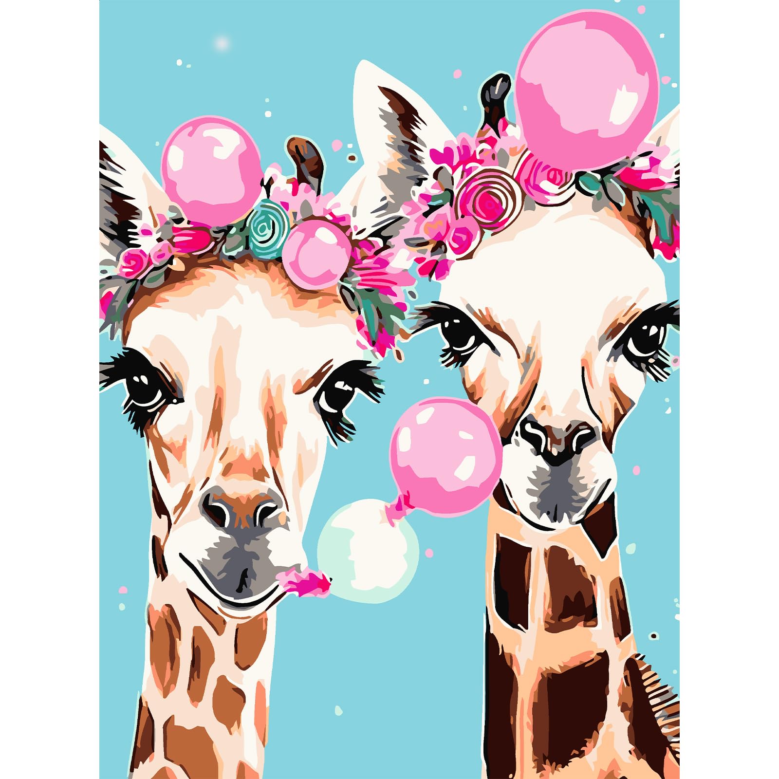 AIRDEAGiraffes Blow Bubbles Paint by Numbers Adult, Paint by Number Kits on Canvas with Brushes, Oil Hand Painting Art Crafts Kits for Adults, Home Decor 30x40CM