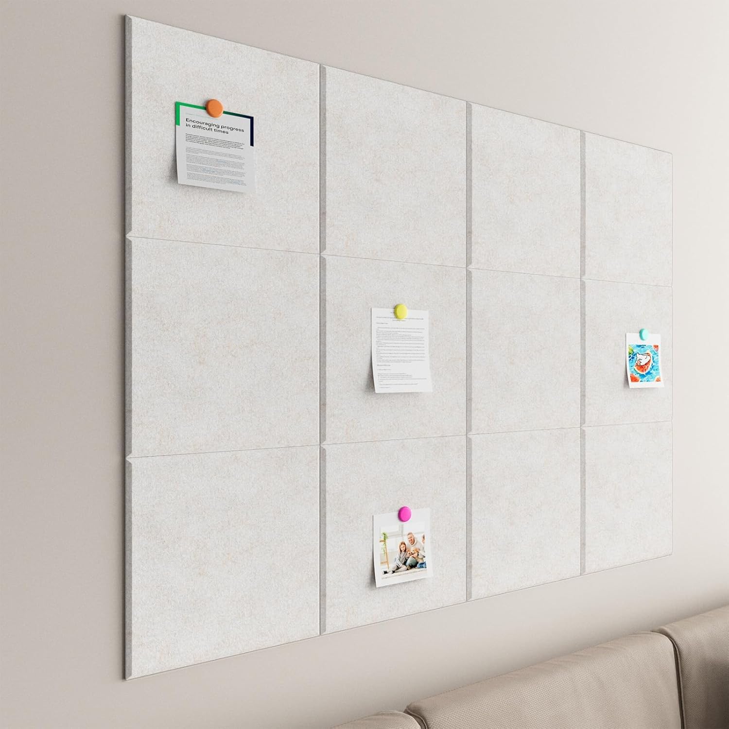 Large Cork Boards for Walls – 48" x 36" Self Adhesive Felt Wall Tiles, Ideal for Office Black Bulletin Board, Easy to Install Pin Board Photo Dart Board Wall Protectors
