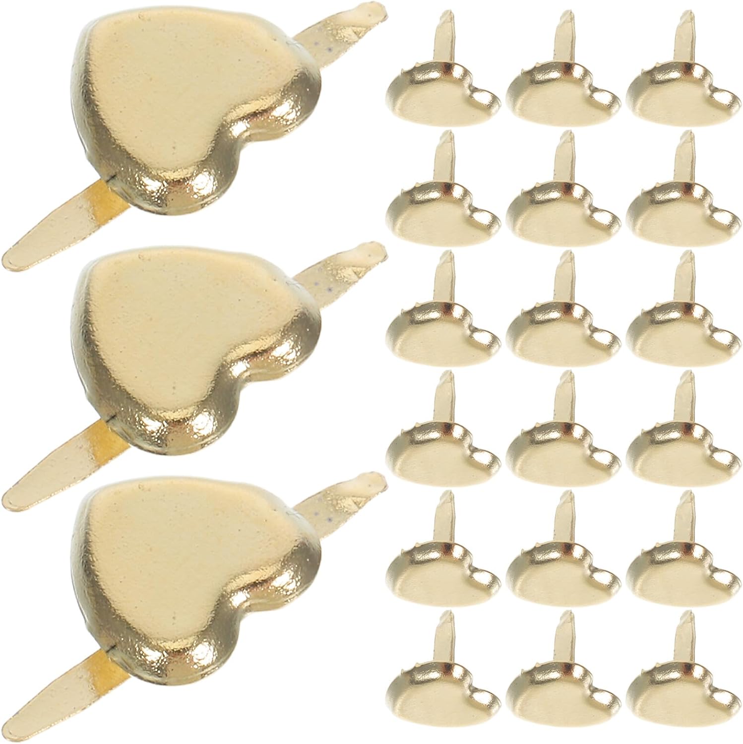 JOINPAYA 500pcs Gold Heart Shaped Metal Paper Fasteners Scrapbook Brads for DIY Crafts School Projects Decorative Scrapbooking Accessories