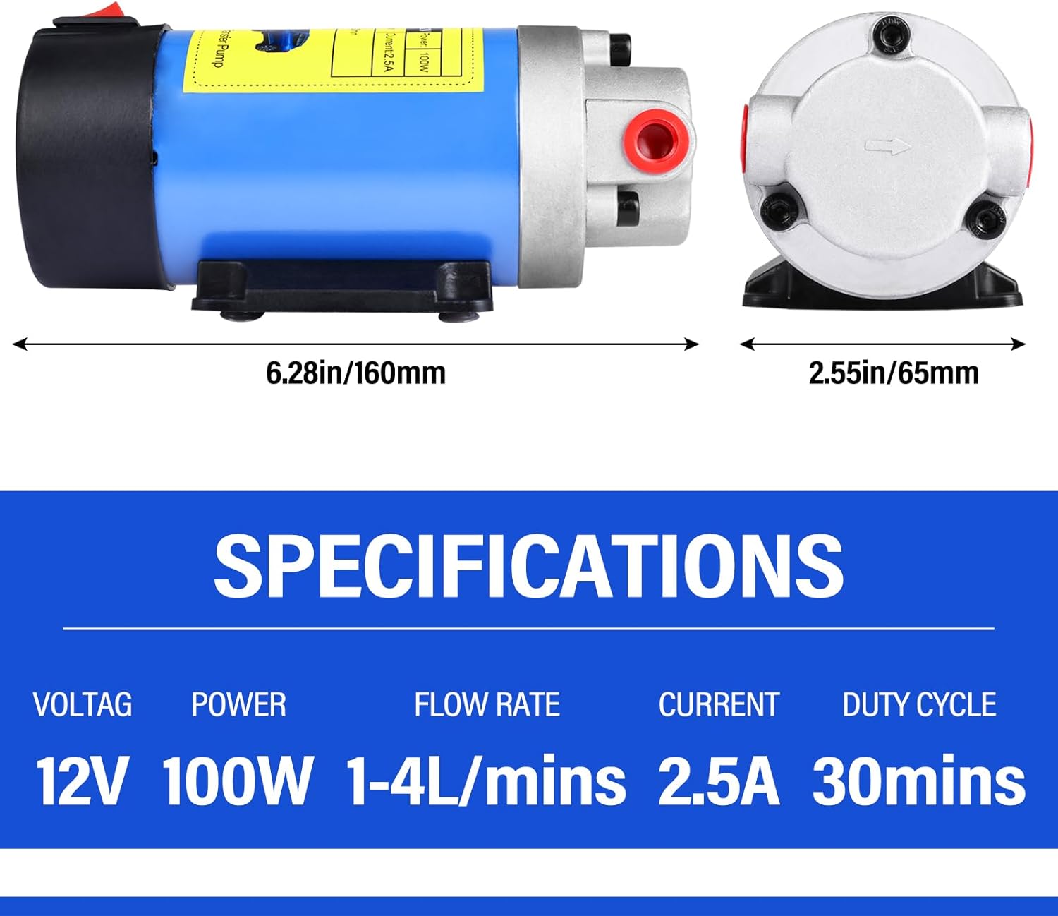 NORJIN Oil Extractor Pump 12V 100W, Engine Oil Transfer Change Pump, Portable Electric Self-Priming Gear Pump Oil Change Pump with Tubes for Car Motorcycle RV ATV and Boat