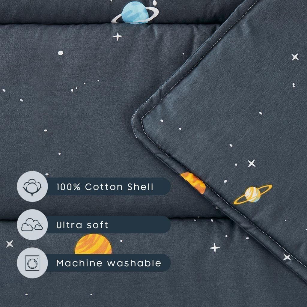 Wake In Cloud - Toddler Nap Mat with Pillow and Blanket, 100% Cotton Fabric, for Kids Boys Ages 3 Plus in Daycare Kindergarten Preschool, Roll Up Sleeping Bag, Galaxy Spaces - Image 6