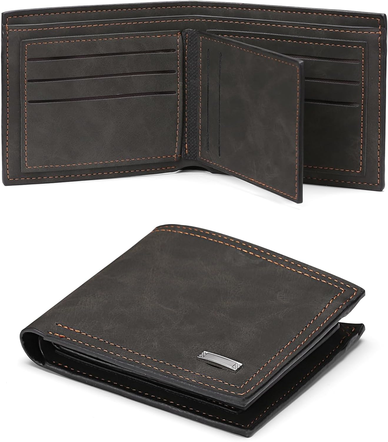 Mens Wallet Leather RFID Blocking Large Capacity Trifold Wallet for Men with 10 Card Holders