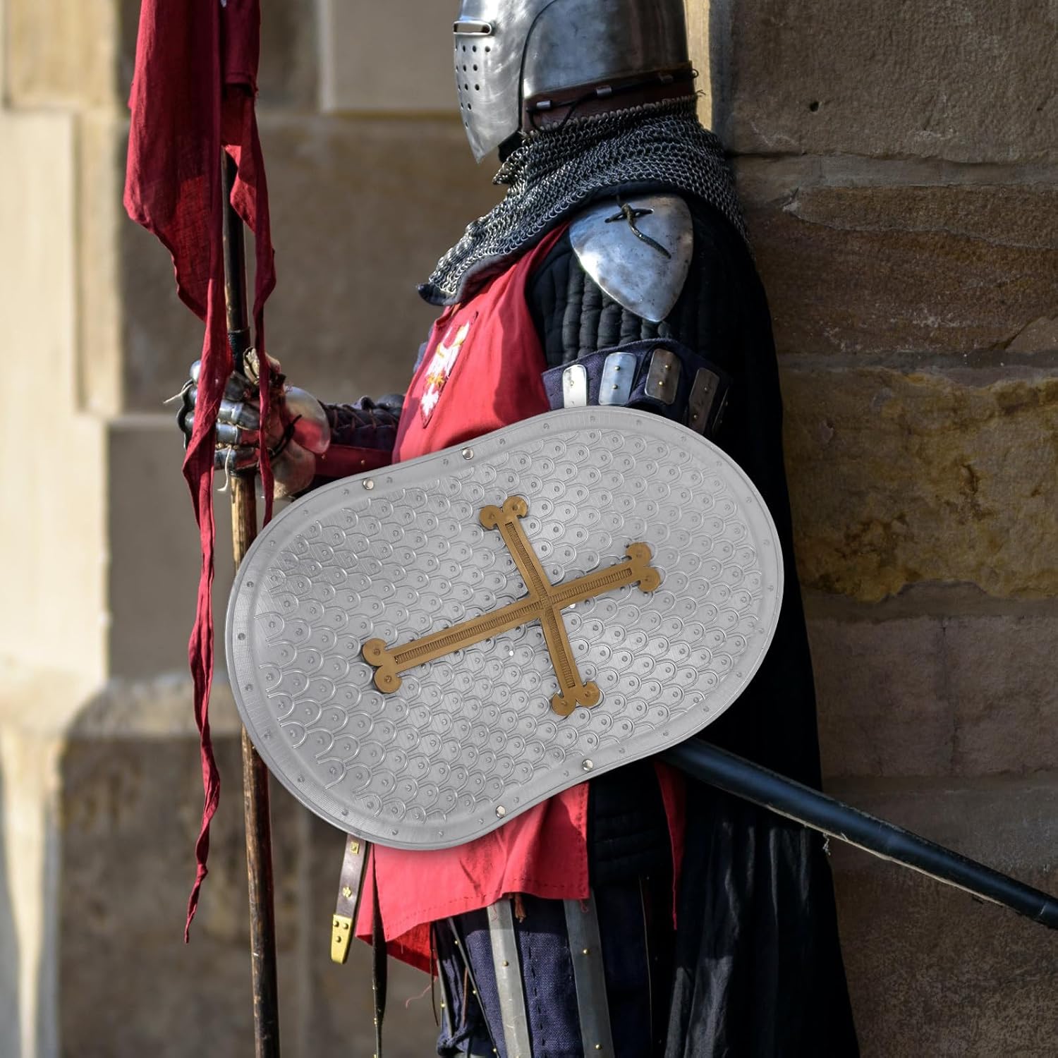 TOYANDONA Retro Armor Set for Kids - Medieval Knight Costume with Toy Shield and Helmet - Children S Role Play Cosplay Accessories for Dress up and Imaginative Play - Image 7