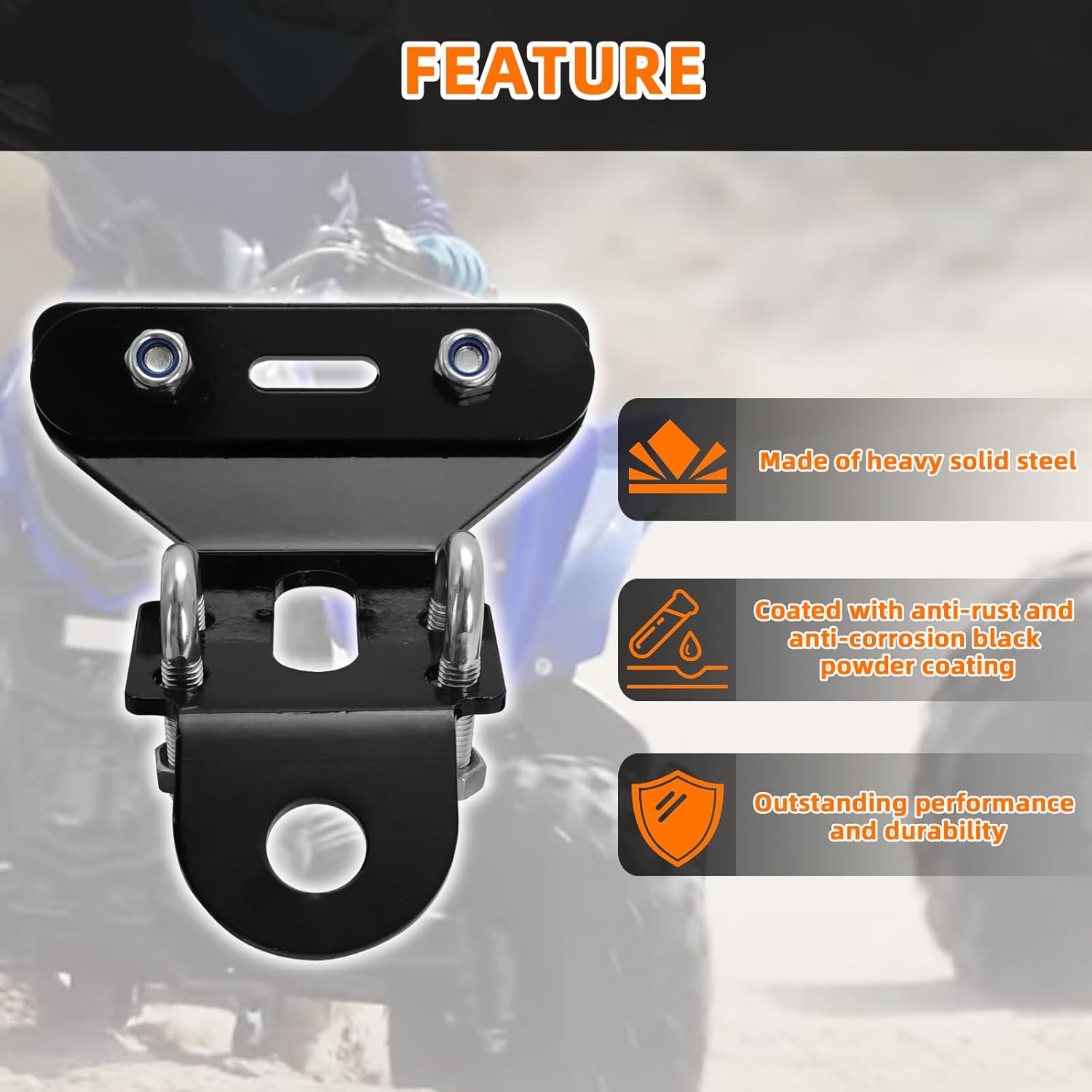 Alpha Rider Hitch Tightener for Yamaha Grizzly/Raptor 90-110 Trailers - Heavy Duty CNC Hitch Clamp Tow Stabilizer (Black)