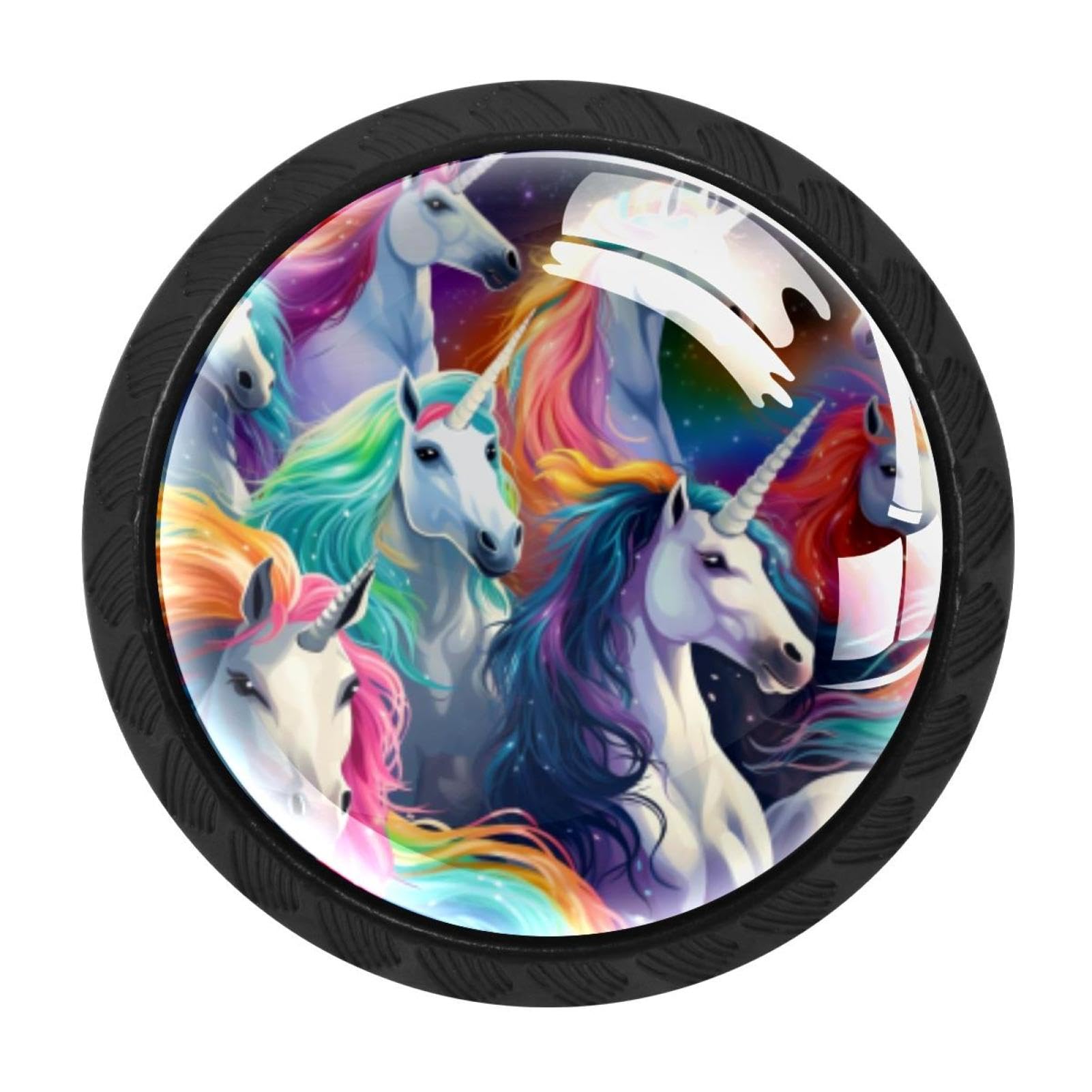 Chenzzzz Multicolored 03 4 Pack Black Rainbow Unicorn Cabinet Pulls Kitchen Cabinet Handles Ideal For Cabinet,Drawer,Cupboard And Wardrobe