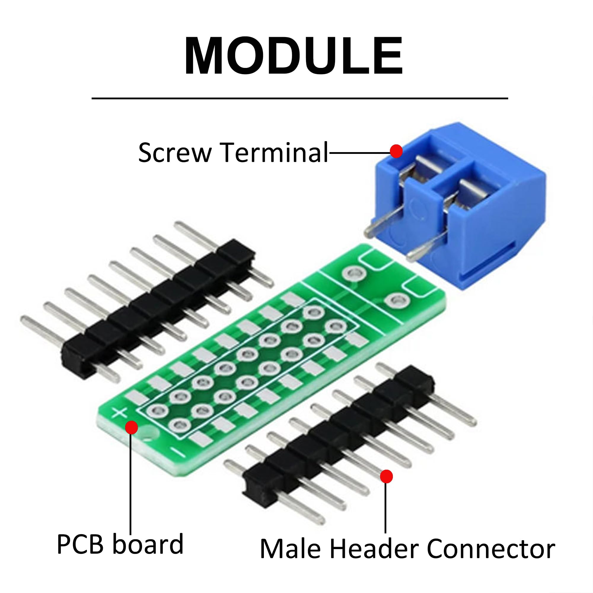 5PCS 2x6 Position Terminal Block Distribution Module, 2-Pin Screw Terminal to 2.54mm Pitch Dupont Pin Adapter Board, PCB Terminal Block Kit