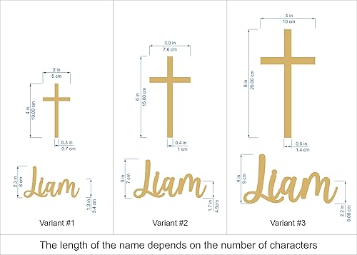 Miniatura 3 de Dije de bautizo personalizado con nombre y cruz para bautizo, primera comunión con espejo, decoración acrílica para tartas, Dios bendiga, tamaños