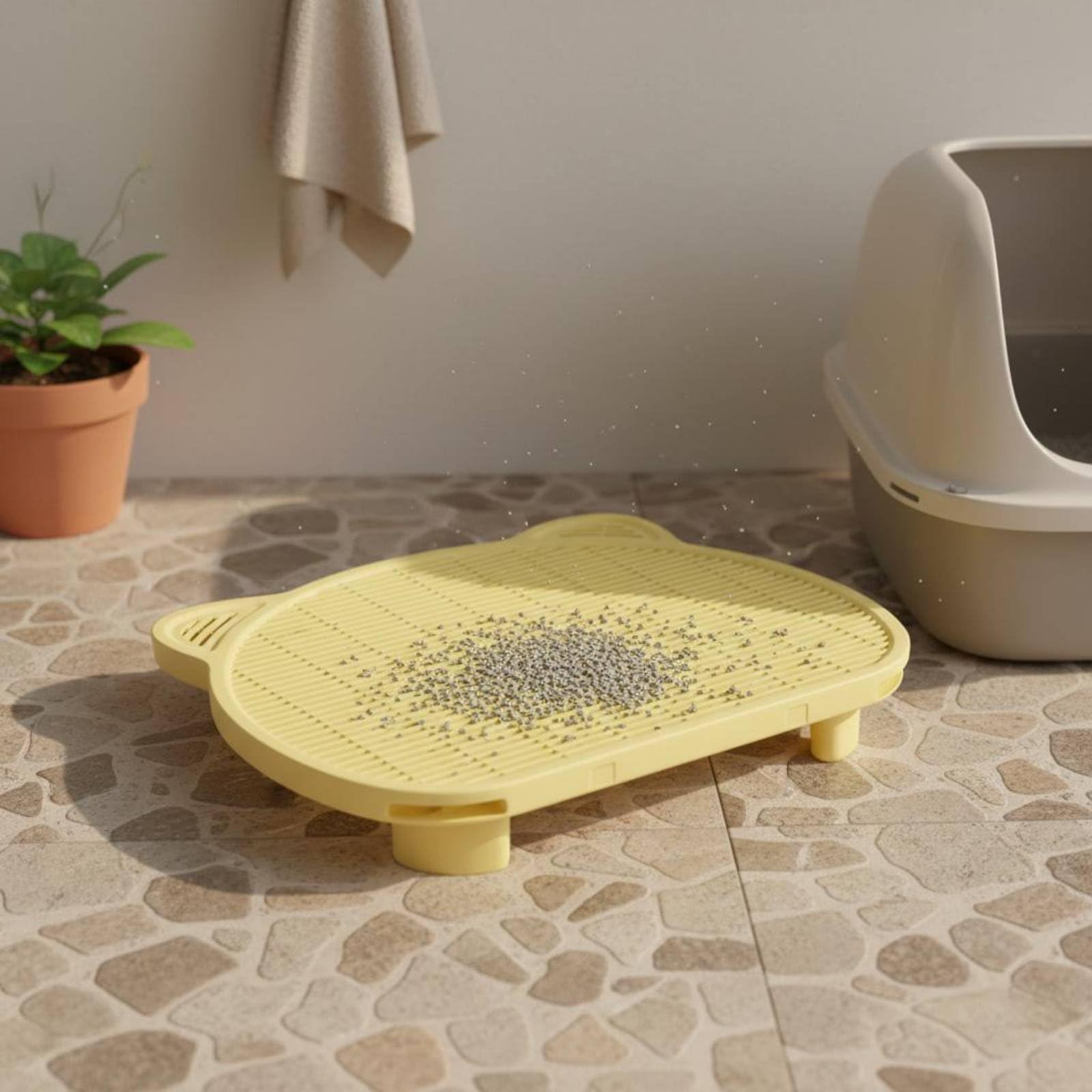 Alfombrilla Control de Arena para Gatos Tapete Higiénico Superficie Suave Base Doble Capa Polipropileno Adecuado para Entrada de Caja de Arena y Lavandería , color to 11 , 51cm X 40.5cm X 15cm
