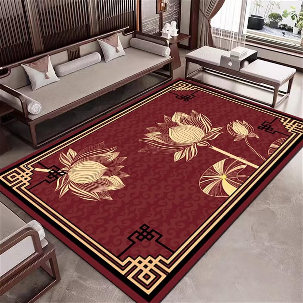 Tapis lavable rouge 60x110 cm idéal pour simplifier l'entretien du salon