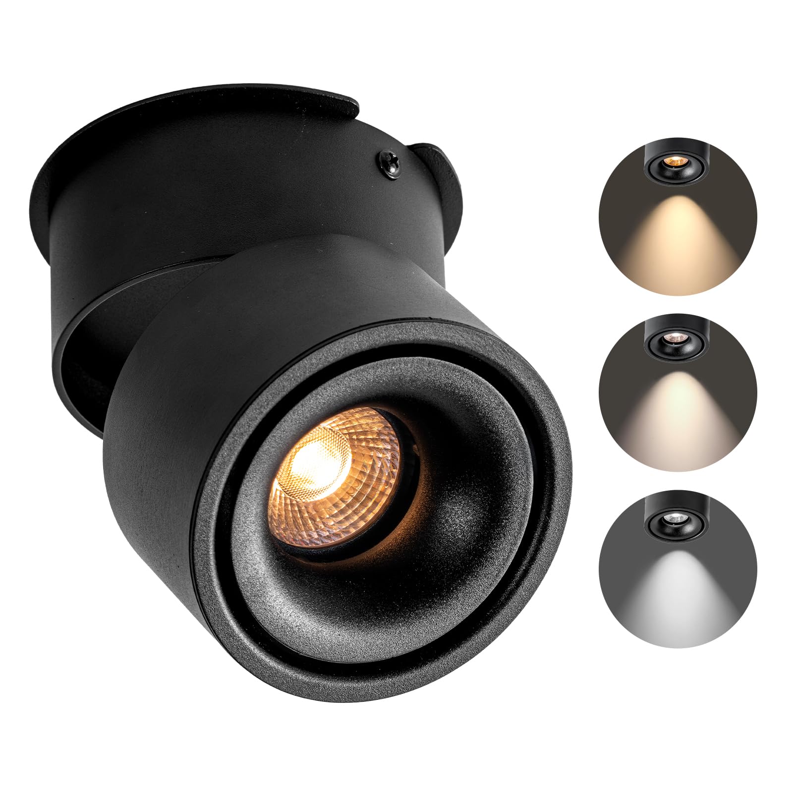 Photo 1 of ***ISSUES FUNCTIONING/ RECOMMENDED FOR PARTS*** Ceiling Spot Lights Indoor, Ceiling Accent Lights, 3000-6000K Selectable, 10W LED Spot Lights, CRI 98, 220° Directional, Black Adjustable accent lights for Living Room Hallway Gallery (Single Light)