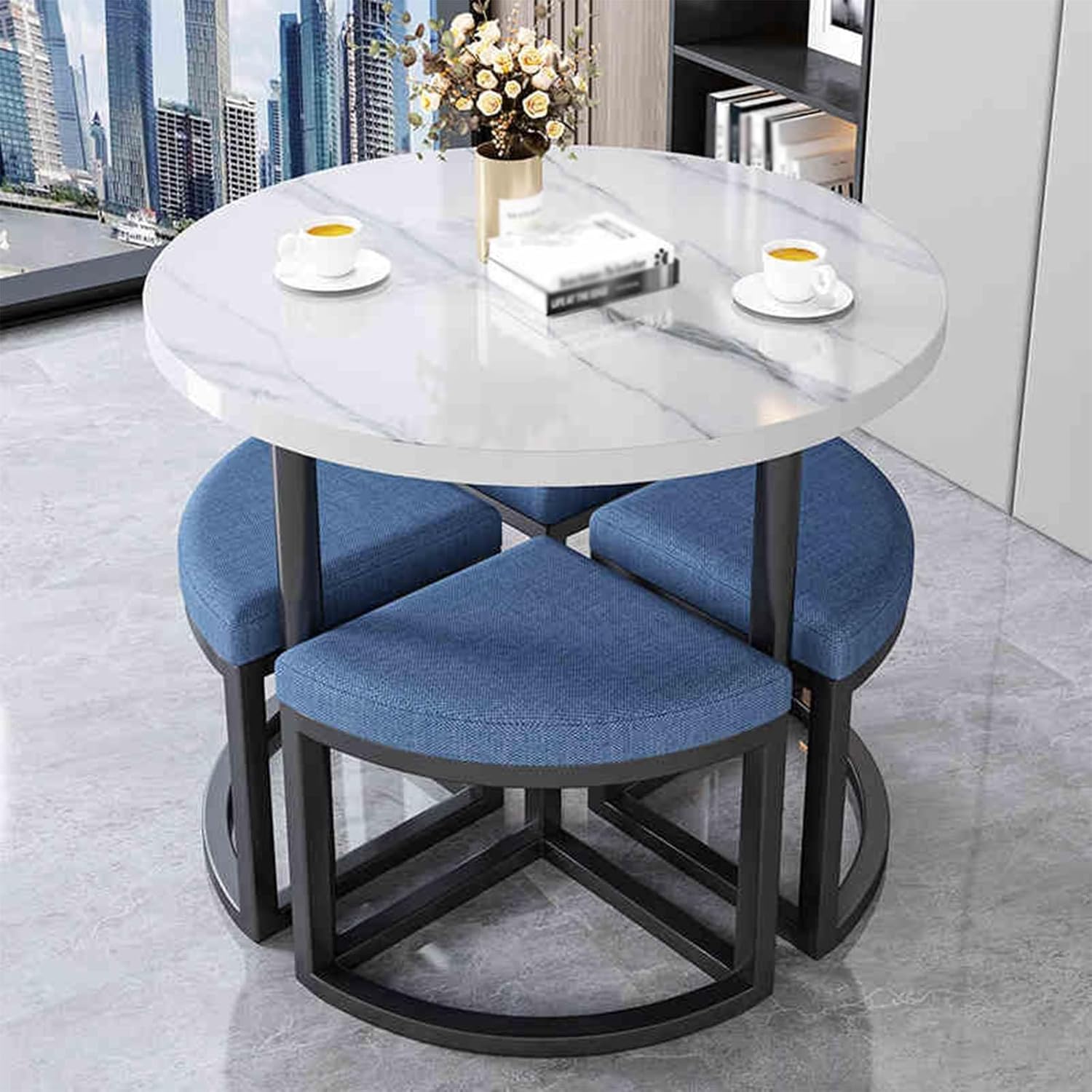 WTIWJY ビジネステーブルとチェアセット オフィススモールラウンドテーブル 5点 コンパクトダイニングルームテーブルセット ホー ダイニングテーブル＆チェア-ブラウン-  5点セット 160cm [SH-LI-01116] | 家具通販のグランデ本店 モダンなビジネステーブルと椅子のセット ...