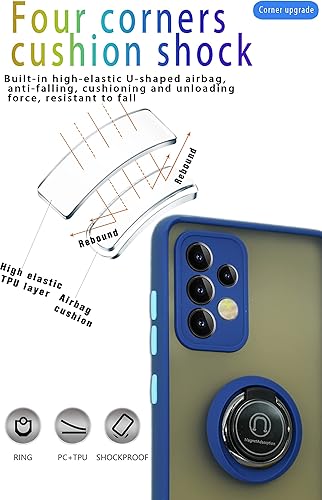 Miniatura 8 de ymxdmd Está especialmente diseñado para Samsung Galaxy A52 (5G) anticaída, antihuellas, soporte de anillo giratorio de 360 integrado sólido y