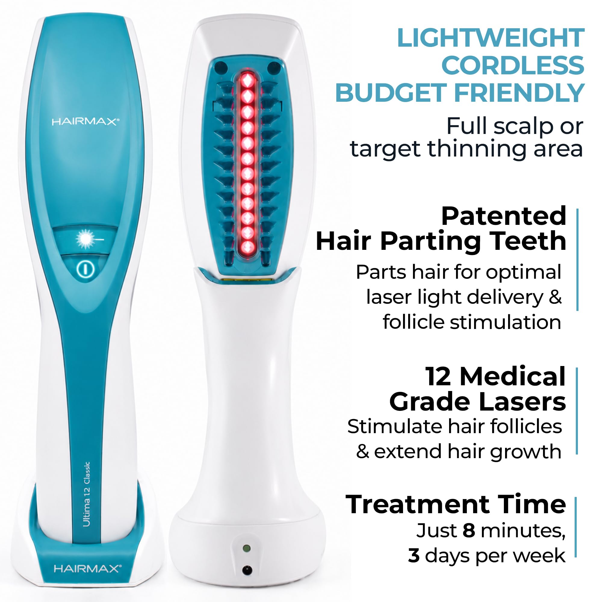 Hairmax Ultima 12 Classic LaserComb FDA Cleared Red Light Hair Regrowth | Reverse Thinning Hair For Men & Women with 100% Medical Grade Lasers product thumbnail 3