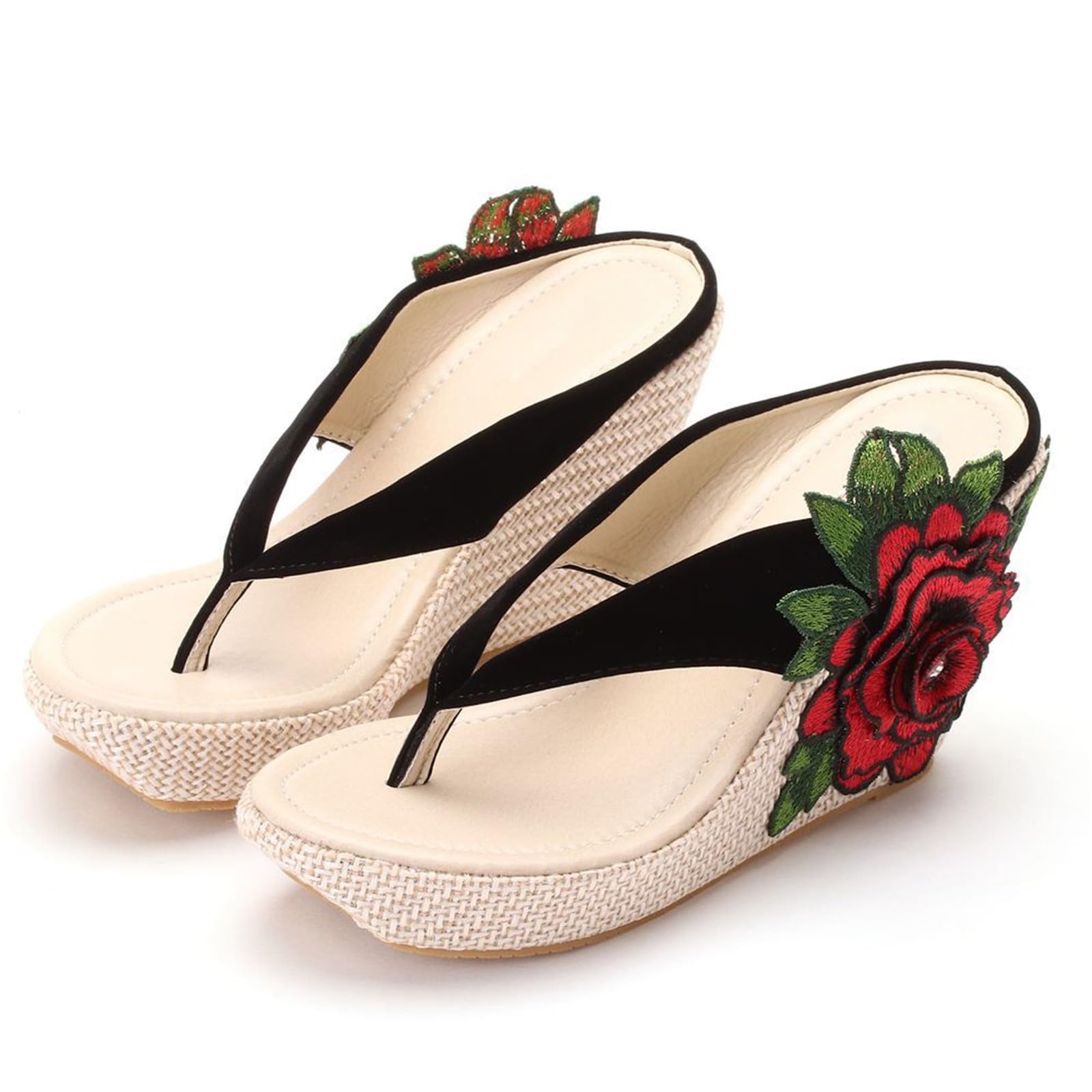 Generico Infradito Donna Eleganti Comodi Sandali A Fiori Leggeri Traspiranti Antiscivolo Scarpe Donna Casual Supporto Arco Plantare Slip-On Punta Aperta Mare