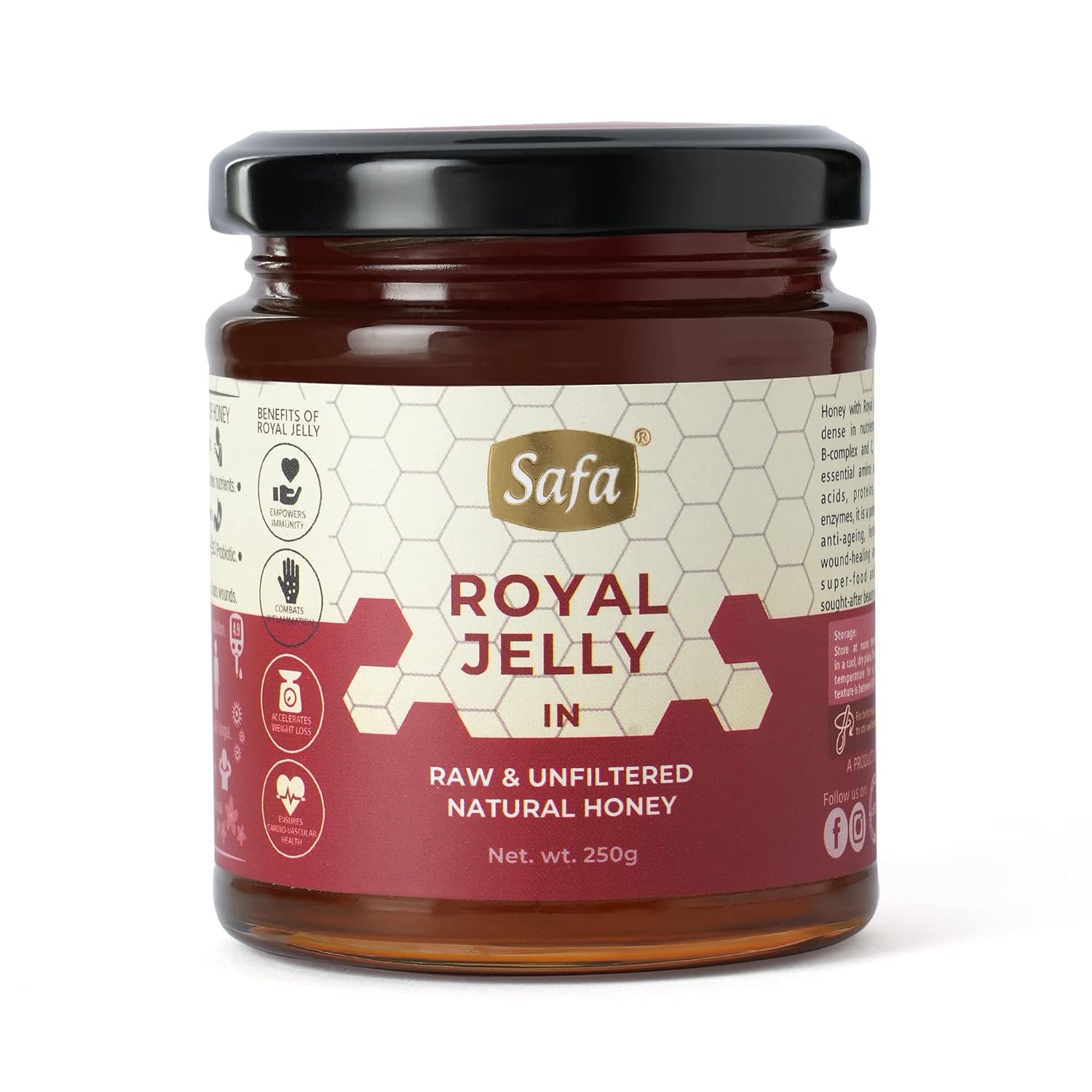 Royal Jelly in Safa Sidr Honey Long Lasting Energy, Vitality to