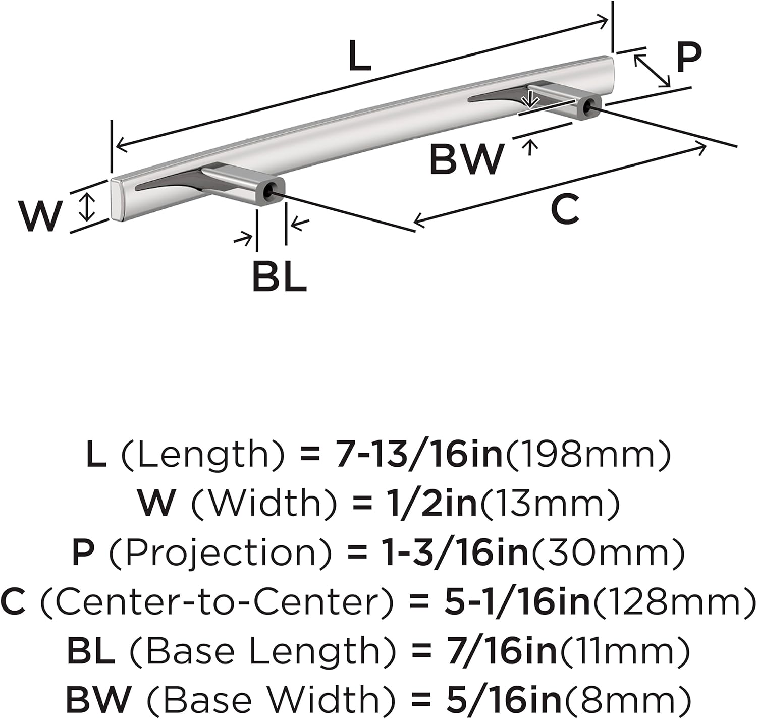 Amerock Cyprus 5-1/16 inch (128mm) Center-to-Center Polished Chrome Cabinet Pull - 25 Pack