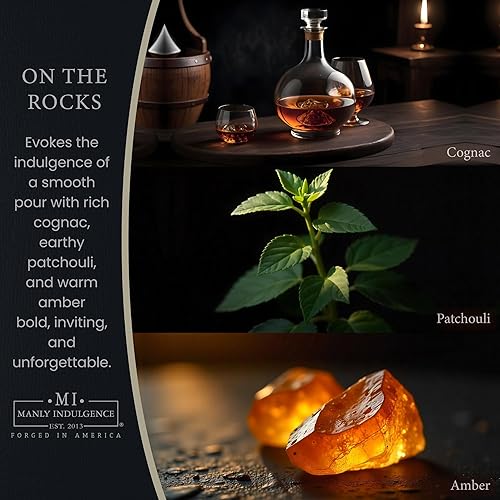 Miniatura 2 de Manly Indulgence On The Rocks Velas perfumadas para hombres, 2 mechas, 16.5 onzas, cera de mezcla de soja premium, 60 horas de combustión, velas