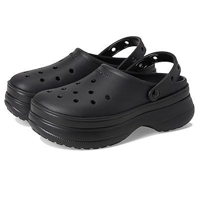 Crocs Classic Stacked Clogs Platform Platform Clog Shoes Black/Black