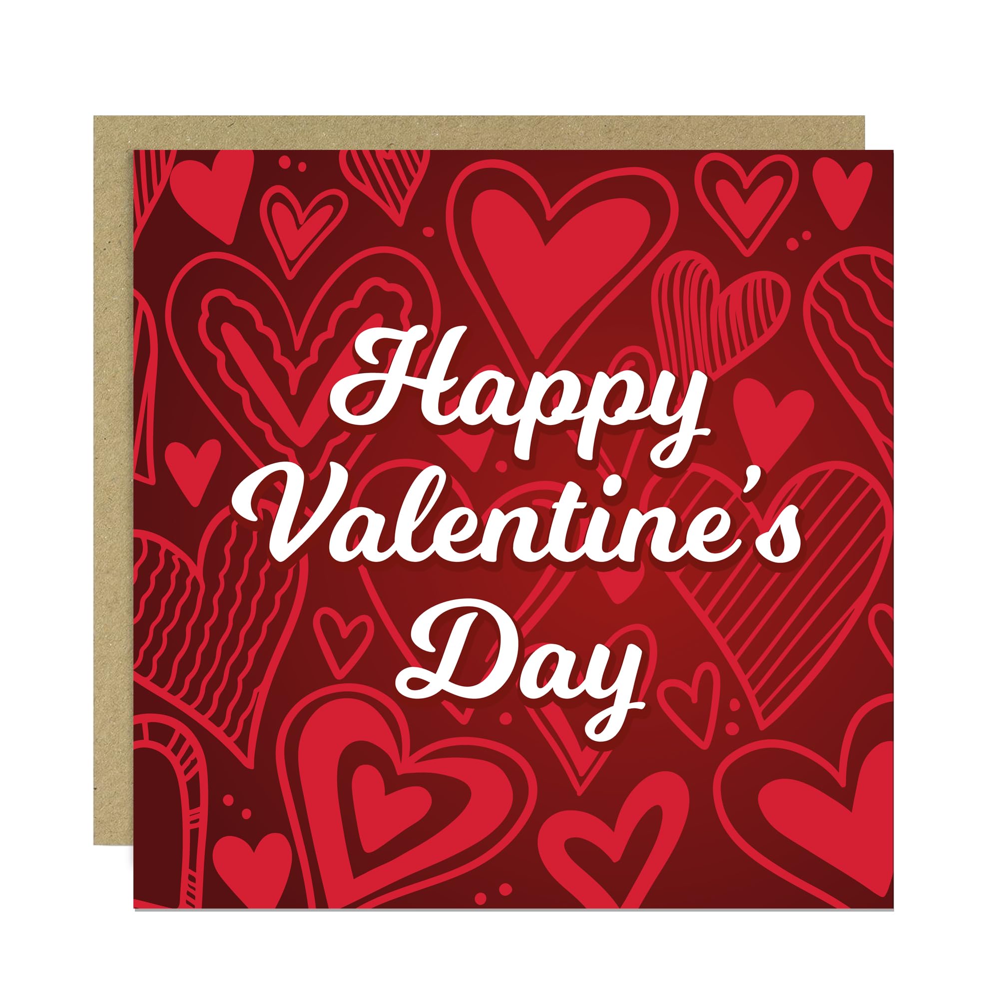 RED OCEAN Valentines Card for Her Him, Red Hearts Valentine's Day Card For Husband Wife Boyfiend Girlfriend, With Kraft Envelope