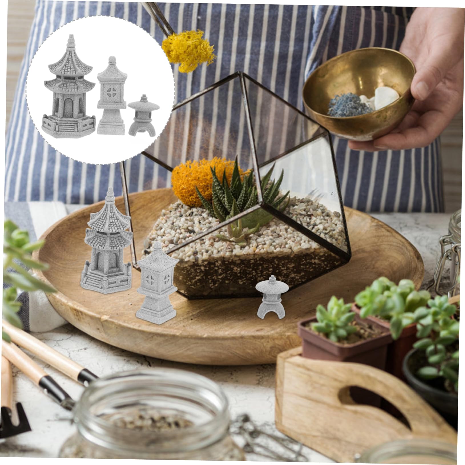 Yardwe 15stücke Teiliges Pavillon Statue Für Garten Dekoration Miniatur Landschaftsornament Für Bonsai Und Für Balkon Und Innenbereich