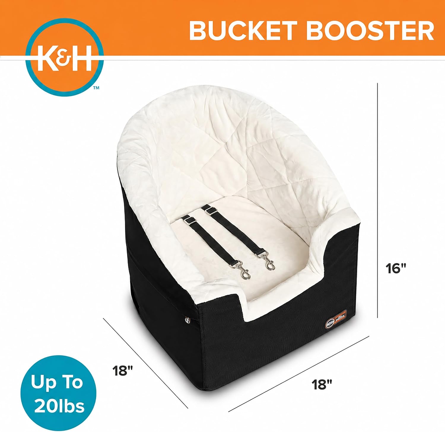 K&H Dog Car Seat, Bucket Booster for Cats & Dogs, Small, Black/Cream image 3
